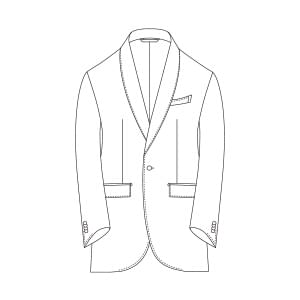 シングル1釦共地ショールカラー