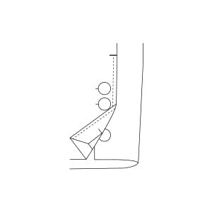 本開き釦止めピックステッチ閂入