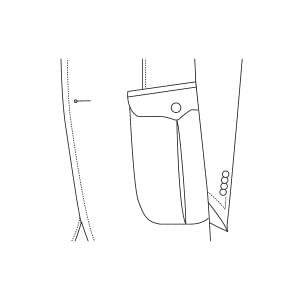 腰PインプリーツP&F雲形釦止め